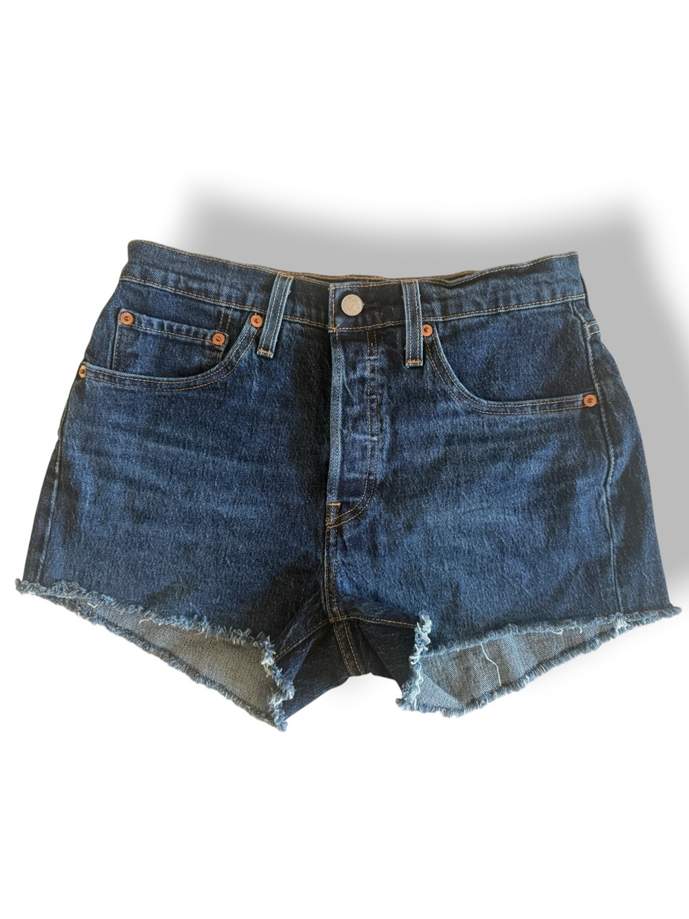 501 Levi’s Button Fly  High Waisted Cut Of Shorts Women’s Size 27  Raw Denim